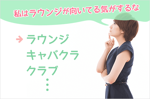 ラウンジ・キャバクラ・クラブ・・・私が向いてるバイトは？